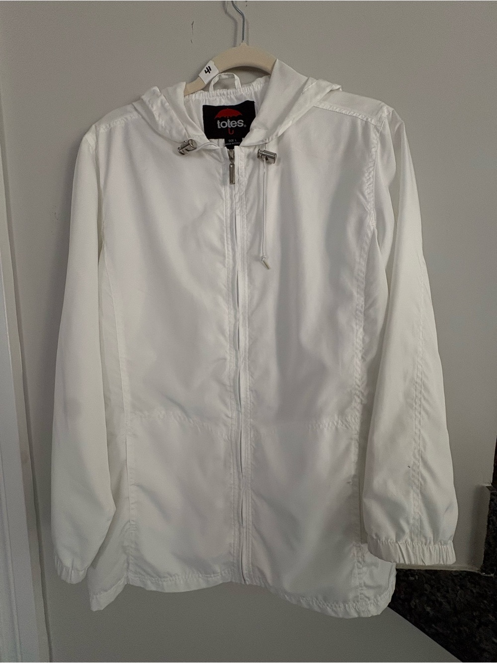 totes White Hooded Lightweight Windbreaker Jacket